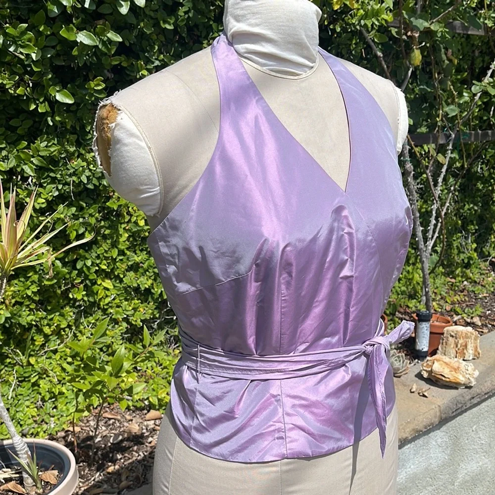 Ann Taylor Y2K 2000s iridescent halter wrap top - Picture 6 of 8